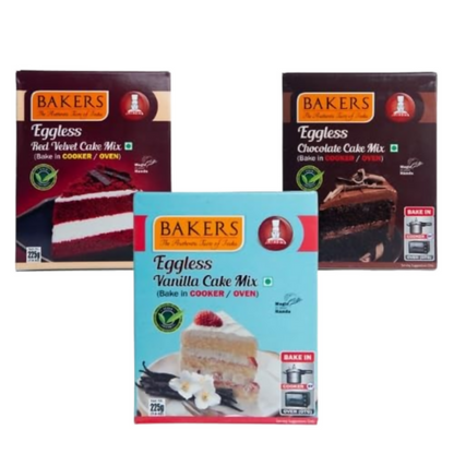 BAKERS Eggless Cake Mix - Vanilla, Choclate, Redvelvet - Dista