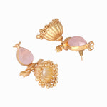 Thumbnail for Nuyug 22K Gold Plated Rose Quartz Stone Studded Ethnic Jhumkas