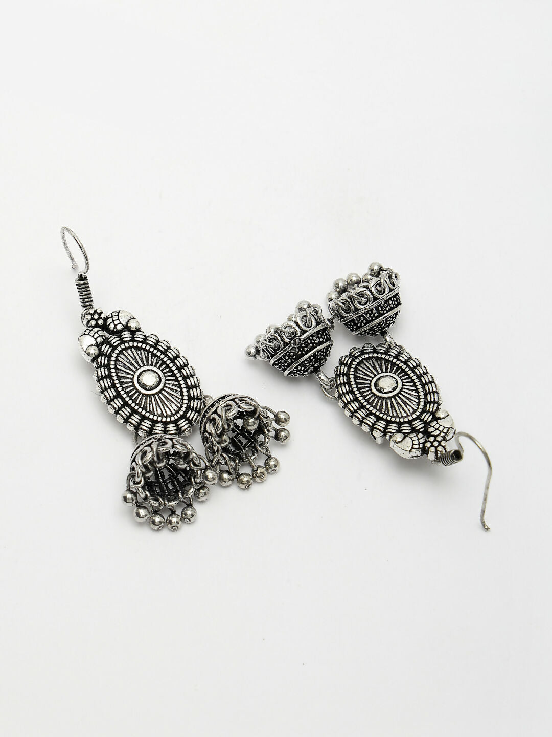 NVR Women's Silver-Plated Choke Oxidized Necklace with Jhumka Earrings - Distacart