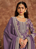 Thumbnail for Anaita Purple Premium Dolla Jacquard Embroidered Stitched Salwar Suit - Distacart