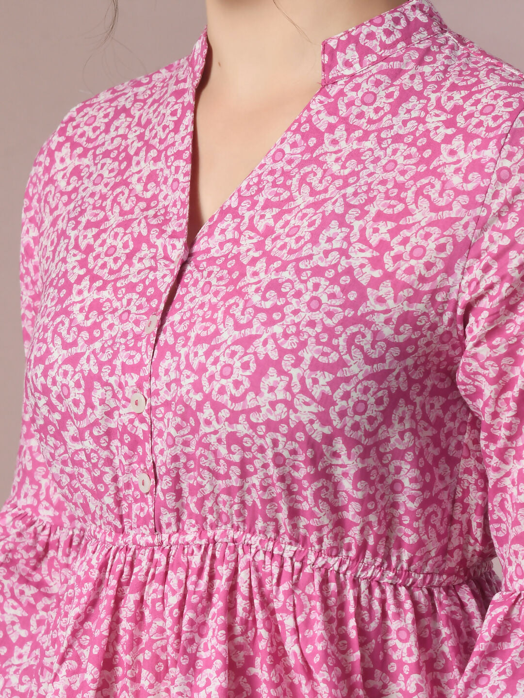 Myshka Women's Pink Embellished Cotton Gathered Party Empire Top - Distacart