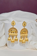 Thumbnail for Beige Traditional Gold-Polished Elephant Design Kundan Jhumka Jhumki Earrings Indian Jewellery For Women & Girls By House of Ree - Distacart
