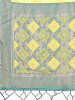 Thumbnail for Astita Radiant Yellow Linen Cotton Patola Saree - Where Tradition Dances with Elegance