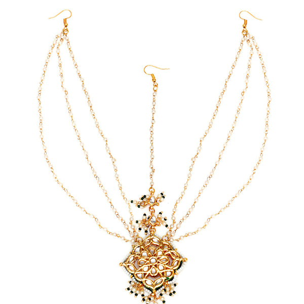 Layered Pearl Matha Patti (Gold) - Ruby Raang - Distacart