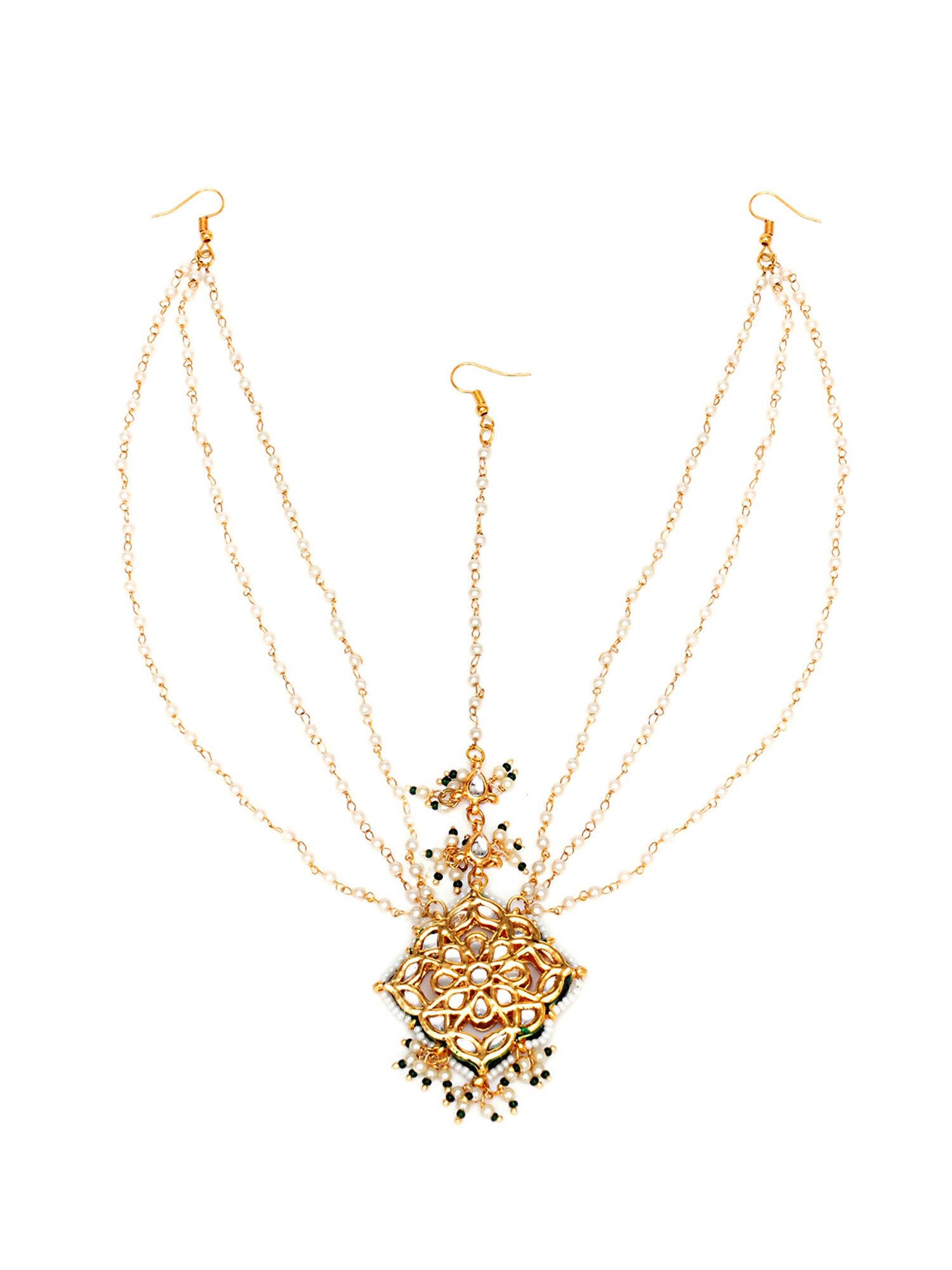 Layered Pearl Matha Patti (Gold) - Ruby Raang - Distacart