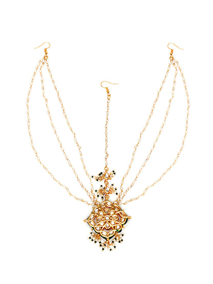 Layered Pearl Matha Patti (Gold) - Ruby Raang - Distacart