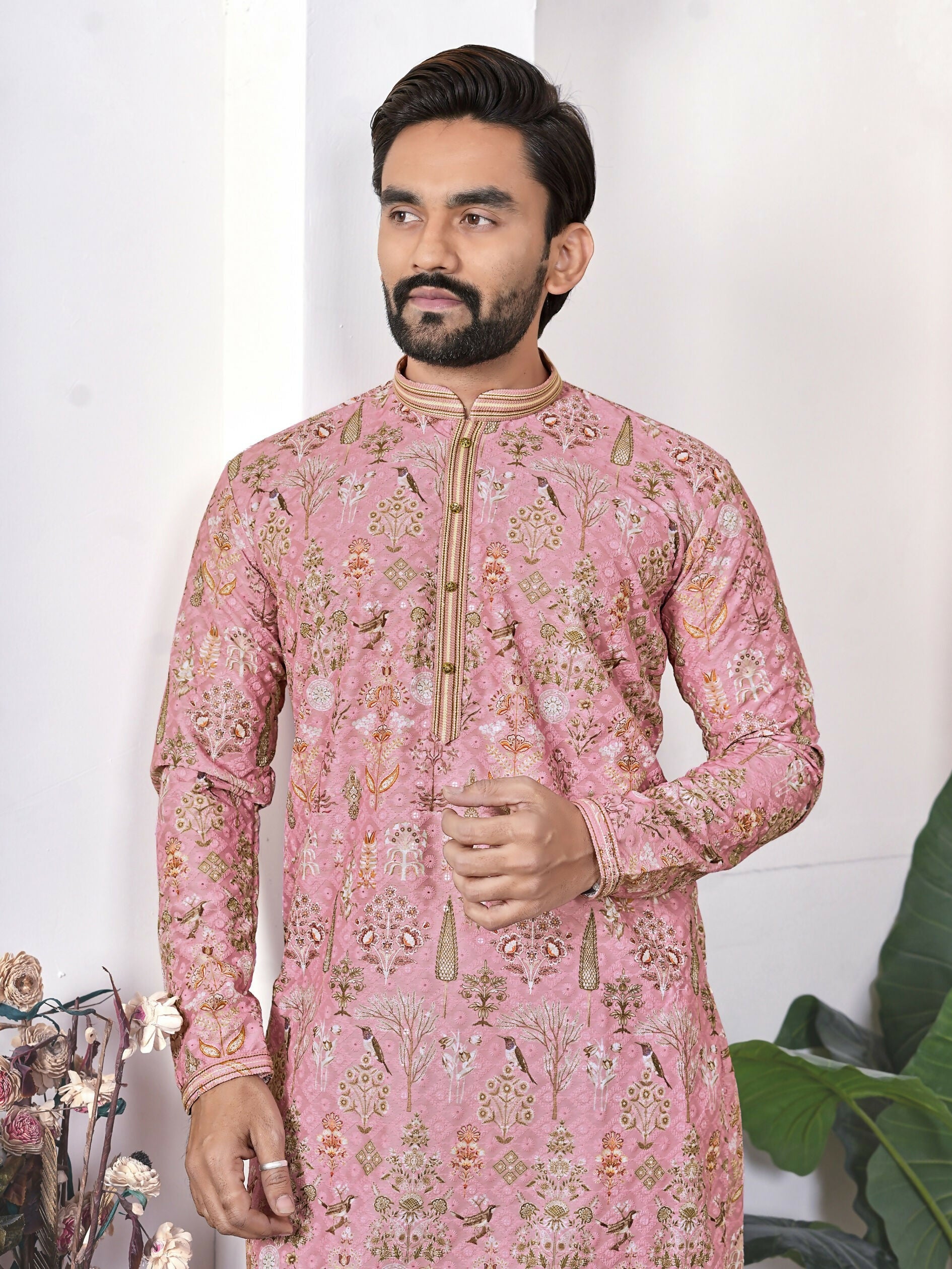 Anaita Peach Digital Printed Work Cotton Straight Kurta - Distacart