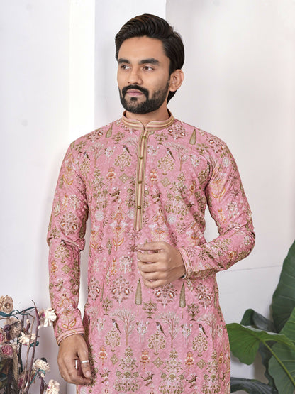 Anaita Peach Digital Printed Work Cotton Straight Kurta - Distacart