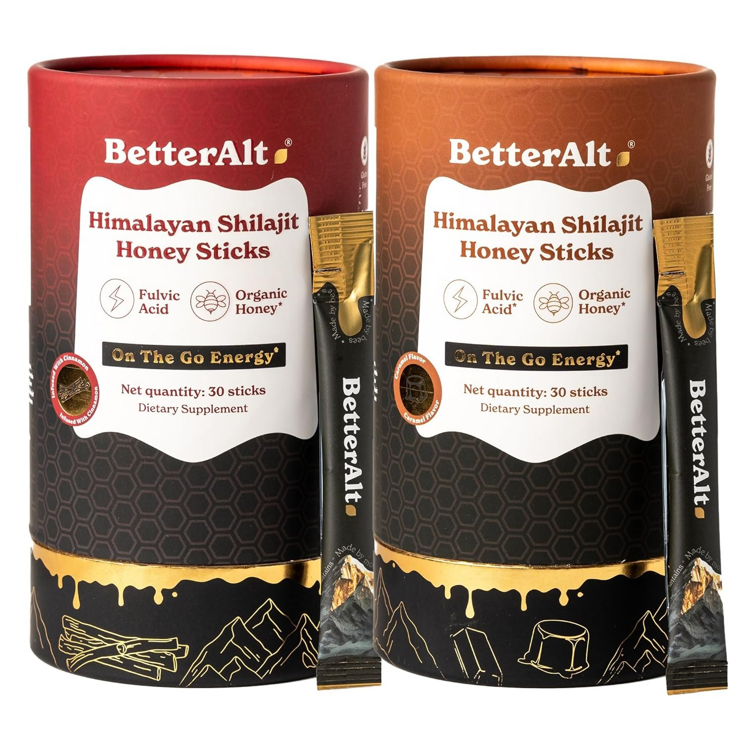 Better Alt Pure Himalayan Sj Energy Sticks Cinnamon & Caramel Combo