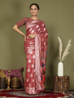 Thumbnail for Astita Linen Cotton Rust Saree