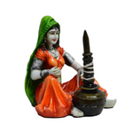 Thumbnail for eCraftIndia Rajasthani Lady Using Makhan Handi Polyresin Statue - Dista