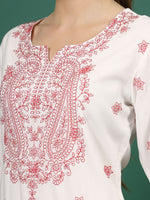 Thumbnail for Sangria Embroidered Sequence Straight Kurta With Palazzo