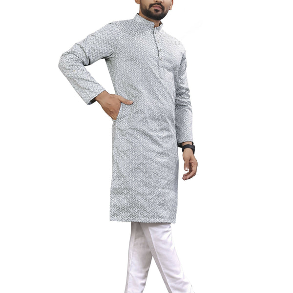 Anaita Grey Lucknowi Work Silk Straight Kurta - Distacart