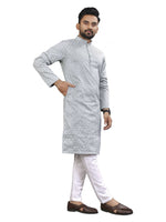 Thumbnail for Anaita Grey Lucknowi Work Silk Straight Kurta - Distacart