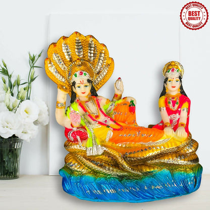 Blissful Polymer Unbreakable Action Lord Vishnu Laxmi Idol - Distacart