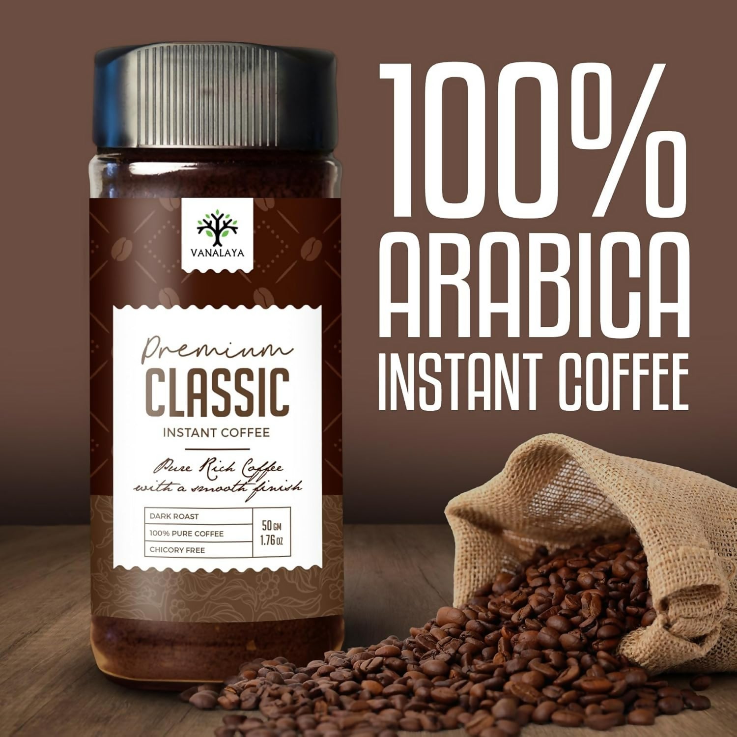 Vanalaya Premium Classic Instant Coffee Black Coffee Powder