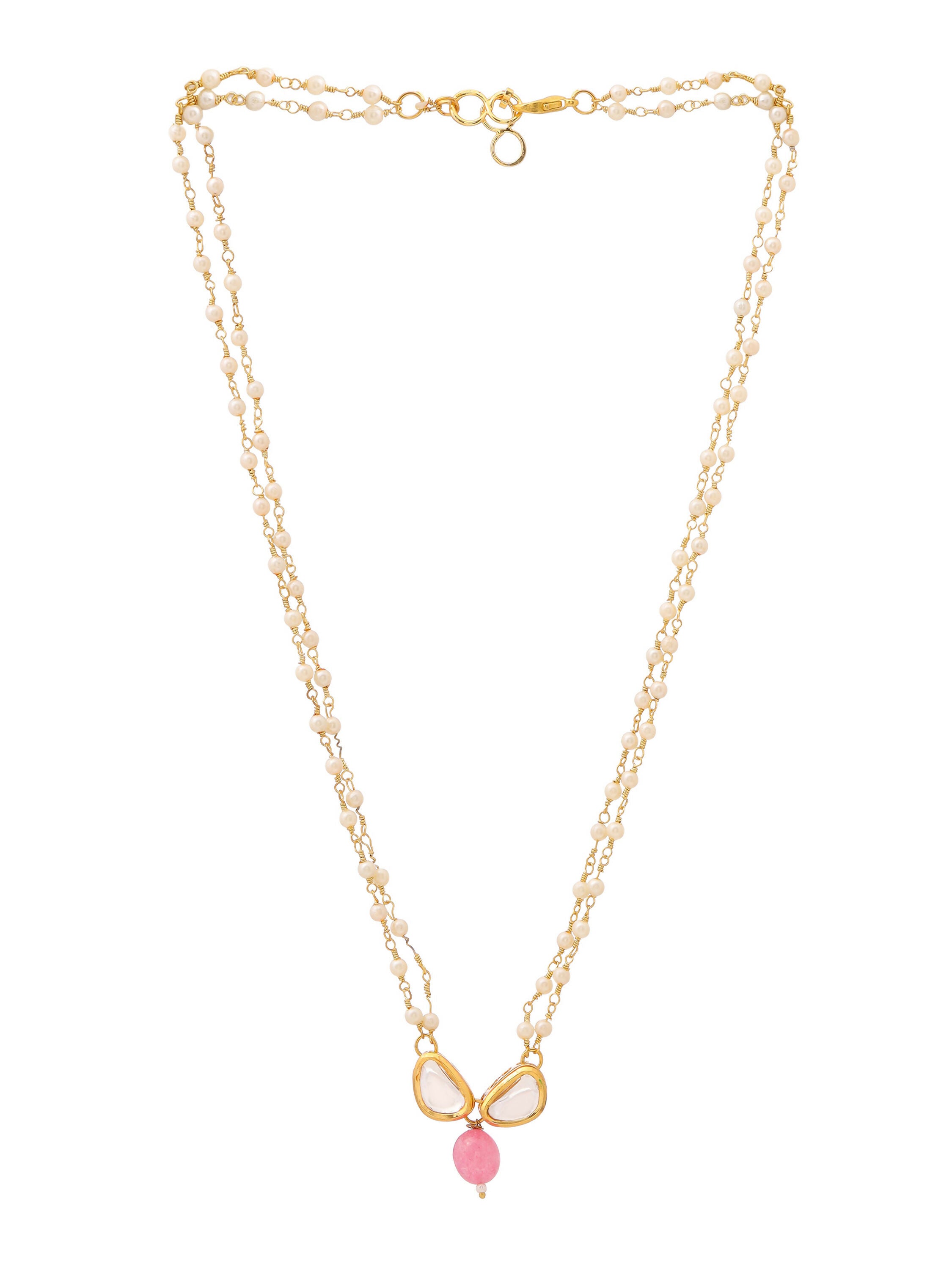 Ruby Raang Kundan and Pink Stone Necklace