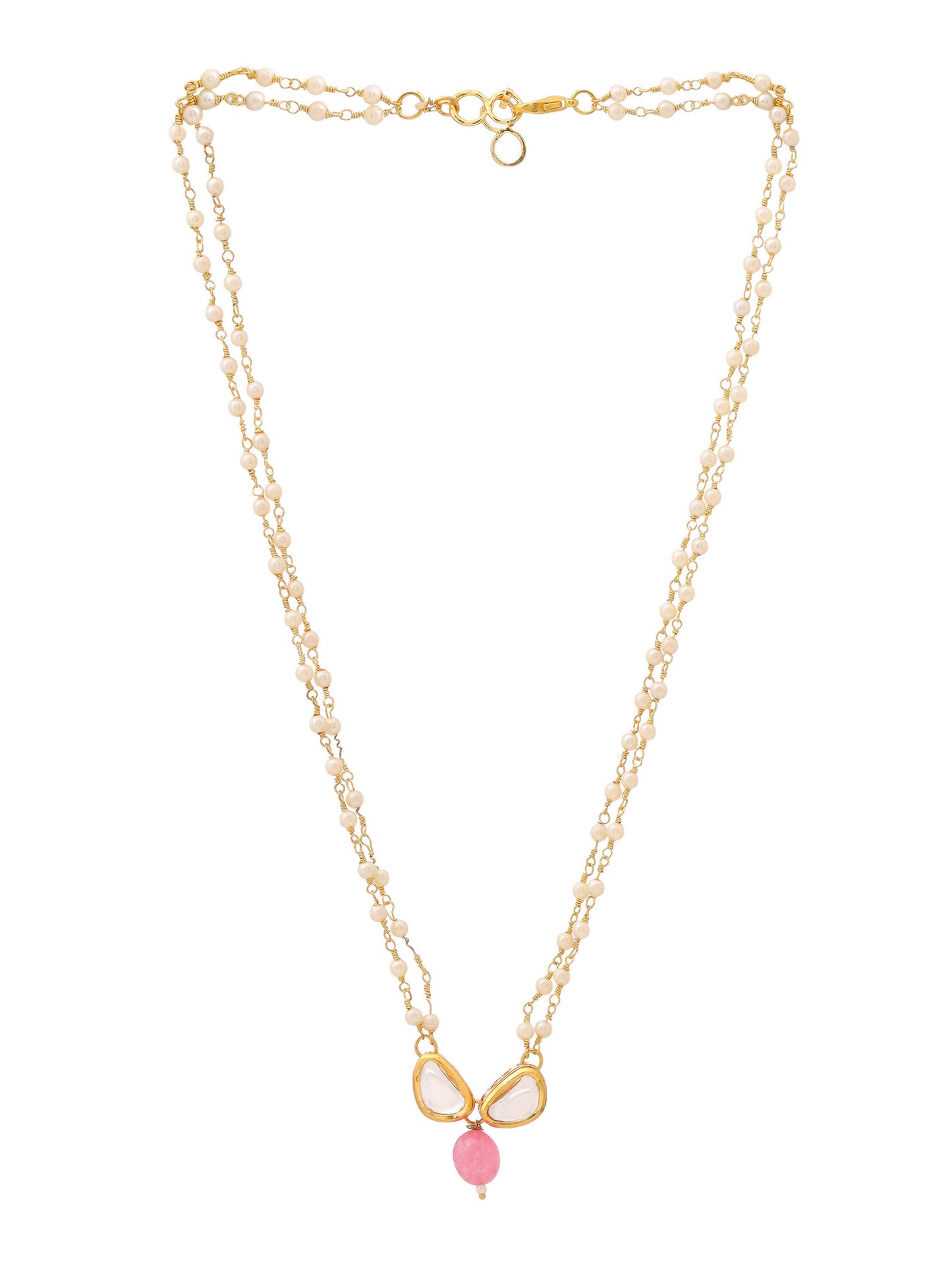 Ruby Raang Kundan and Pink Stone Necklace - Distacart