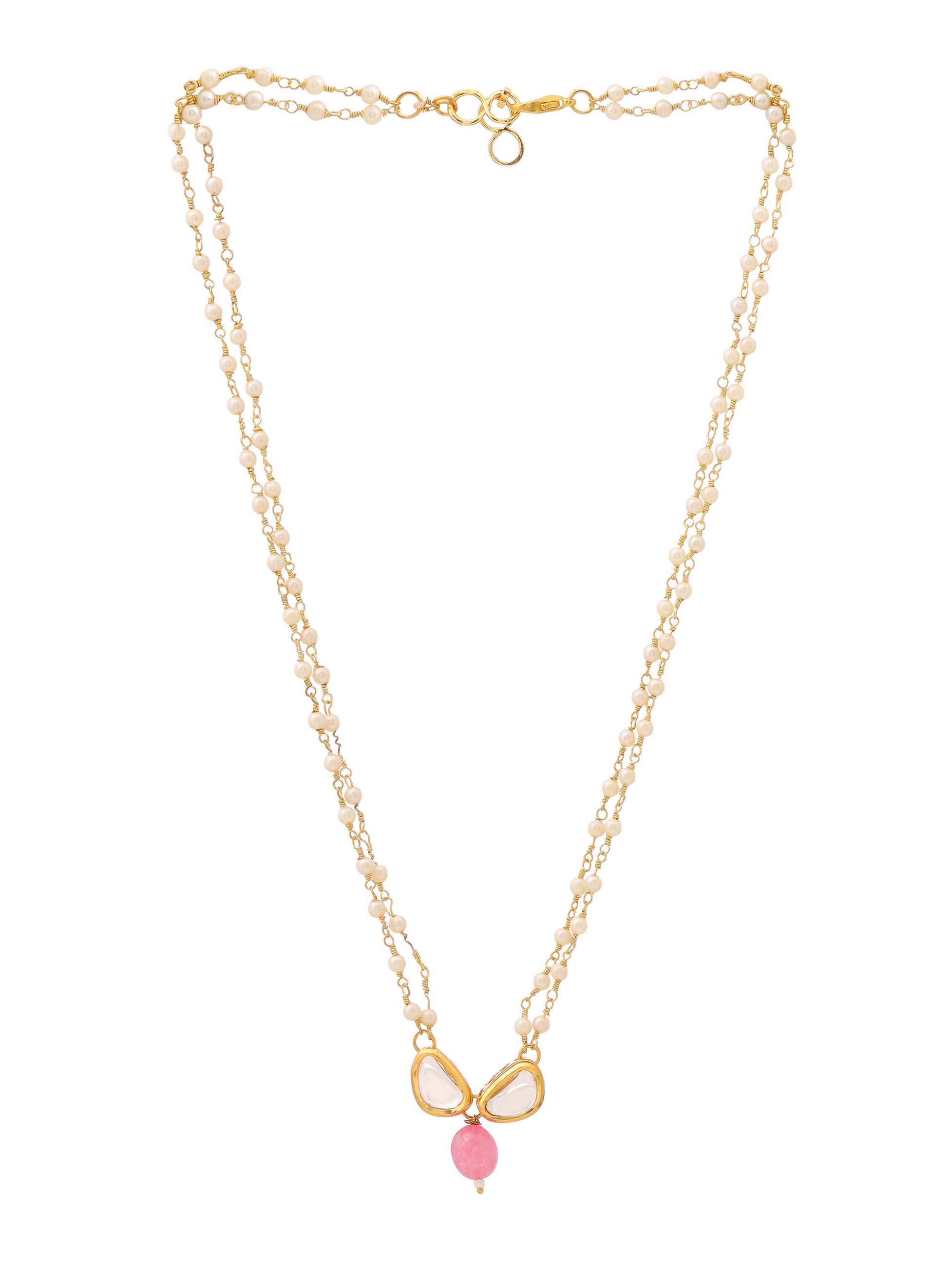 Ruby Raang Kundan and Pink Stone Necklace - Distacart