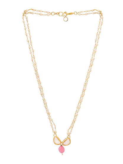 Ruby Raang Kundan and Pink Stone Necklace - Distacart
