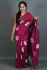Exclusive Collection Maroon Pure Cotton Saree With Sunflower Design - Distacart