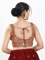 Thumbnail for Joban Fashion Maroon Silk Padded Blouse With Sweetheart Neck Sleeveless - Distacart
