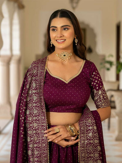 Lehenga Mart Wine Designer Wedding Wear Lehenga Choli - Dista