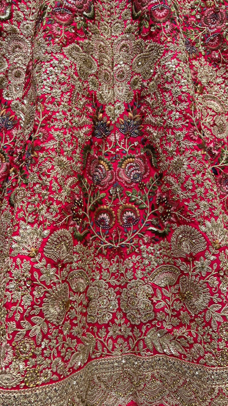 Jyoti Fashion Women's Rani Pink Silk Fancy Dori & Sequins Multi Thread Embroidered with Diamond Work Wedding Lehenga Choli - Distacart