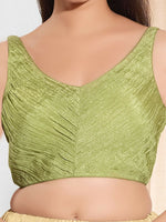 Thumbnail for Joban Fashion Mehendi Green Tissue Padded Blouse With Sweetheart Neck Sleeveless - Distacart