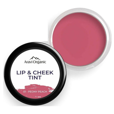 Aravi Organic Everyday Vegan Lip and Cheek Tint Balm Lip Tint - Peony Peach - Distacart