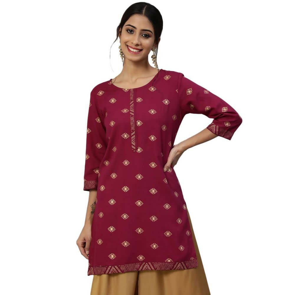 Anubhutee Women Ethnic Motifs Printed Maroon Color Kurti - Distacart