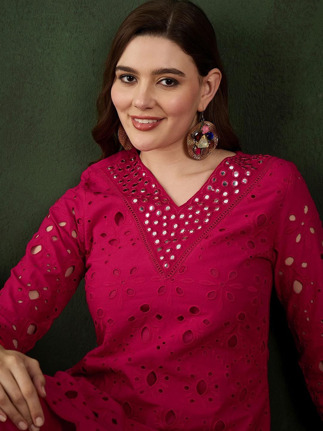 Sangria Embroidered Pure Cotton Kurta & Trouser - Distacart