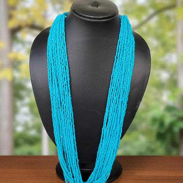 Inhanns Rangsaaz 20-Layer Luxe Long Beaded Only Necklace - Sky Blue Only Necklace - Distacart