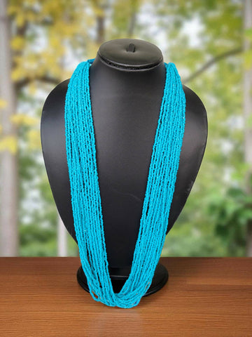 Inhanns Rangsaaz 20-Layer Luxe Long Beaded Only Necklace - Sky Blue Only Necklace - Distacart