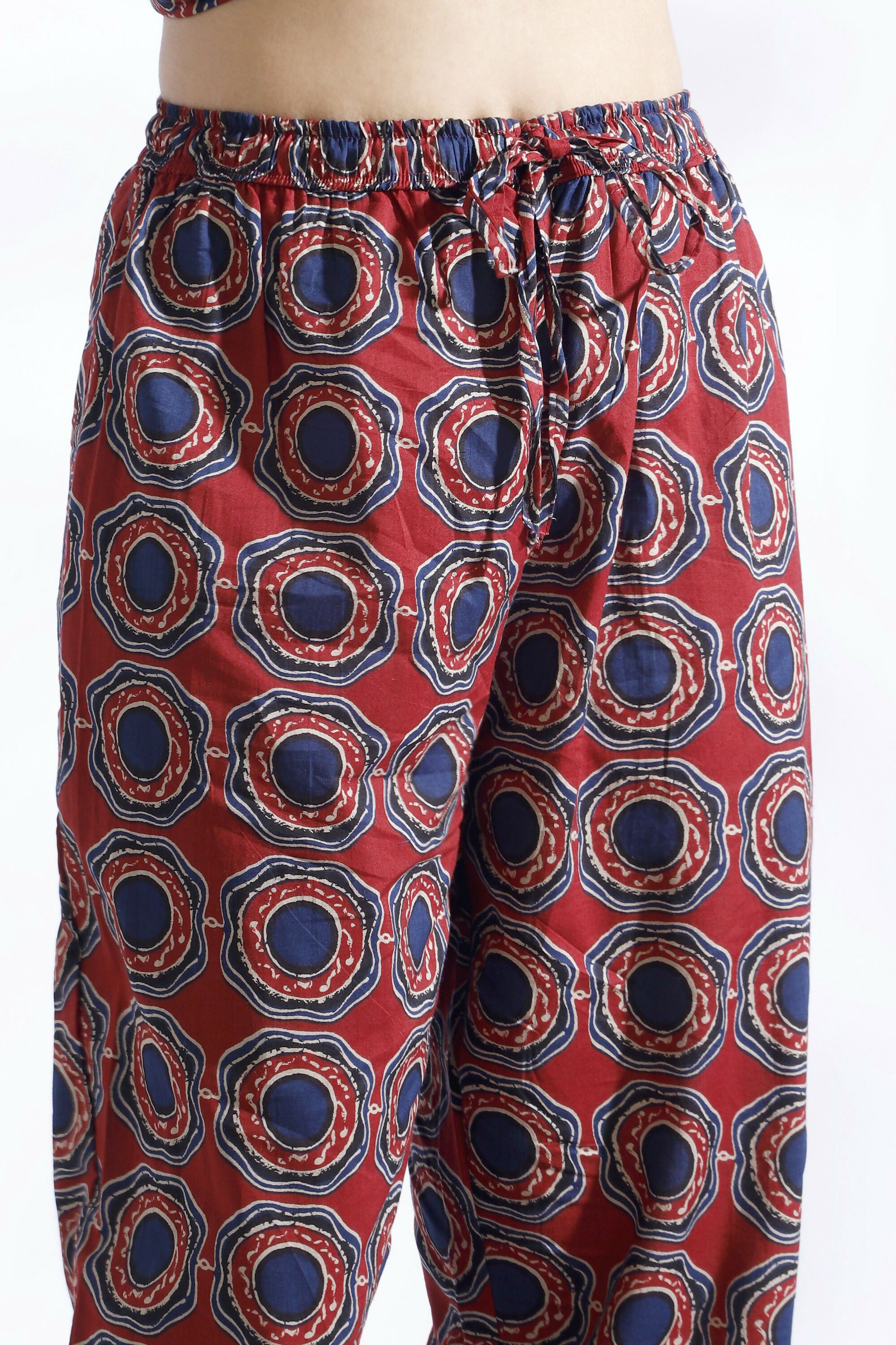 Breathables Abstract Cotton Co-Ord Set – Red - Dista