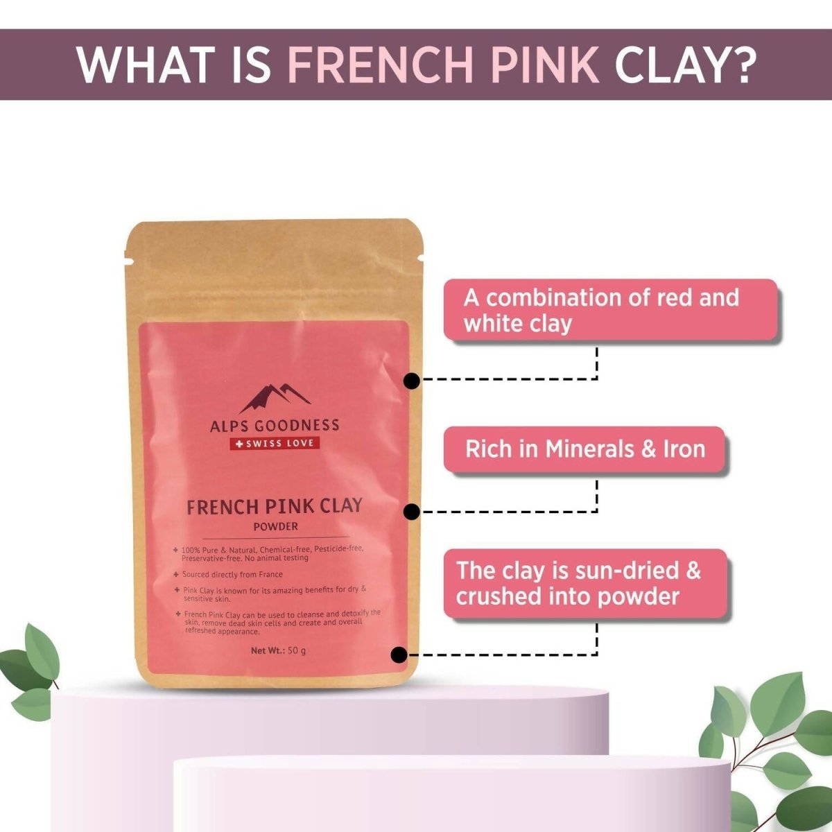 Alps Goodness French Pink Clay Powder - Distacart