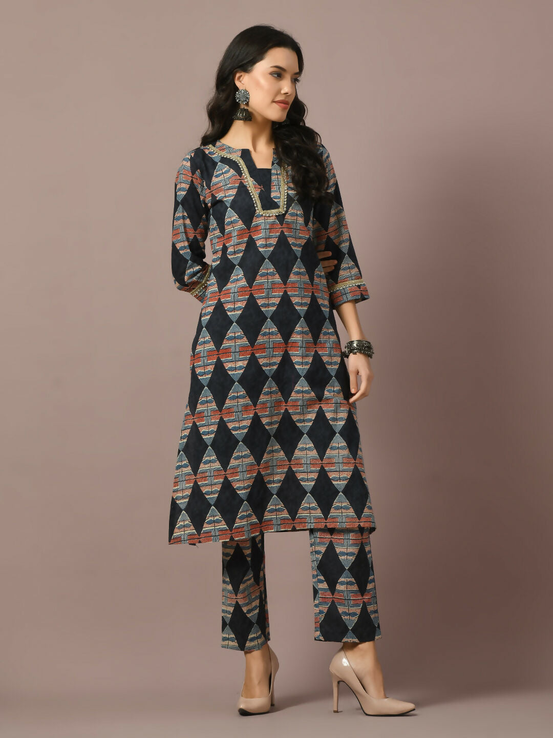 Myshka Women's Multi Printed Cotton Straight Party Kurta Set - Distacart