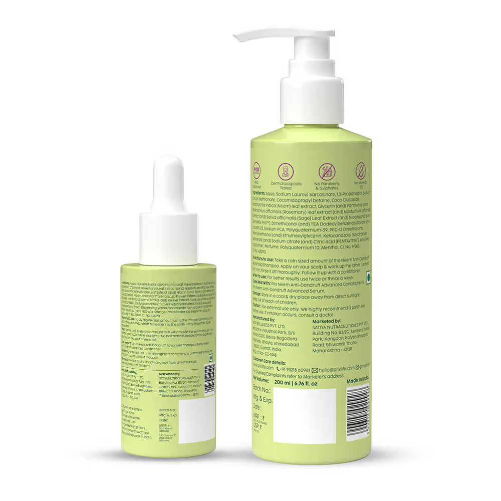 PLIX The Plant Fix Neem Anti-Dandruff Advanced Kit - Shampoo + Serum - Distacart