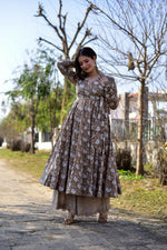 Thumbnail for Jyoti Fashion Women's Coffee Cotton Silk Heavy Digital Printed Kurta Plazo Set - Distacart