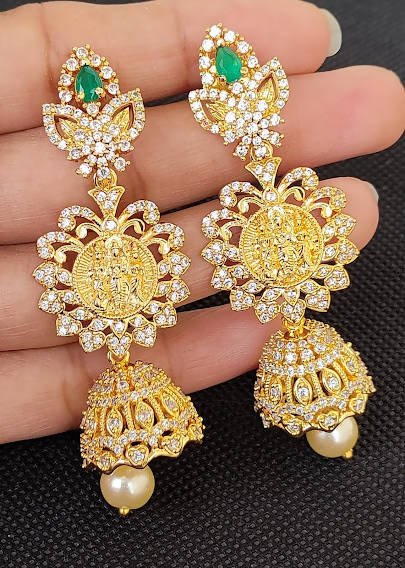 AD Emeralds Designer 4 in 1 Earrings