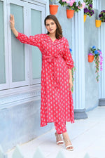 Thumbnail for Aastha Fashion Women's Gajri Red Pure Muslin Heavy Digital Printed Designer Kurti with Pant - Distacart