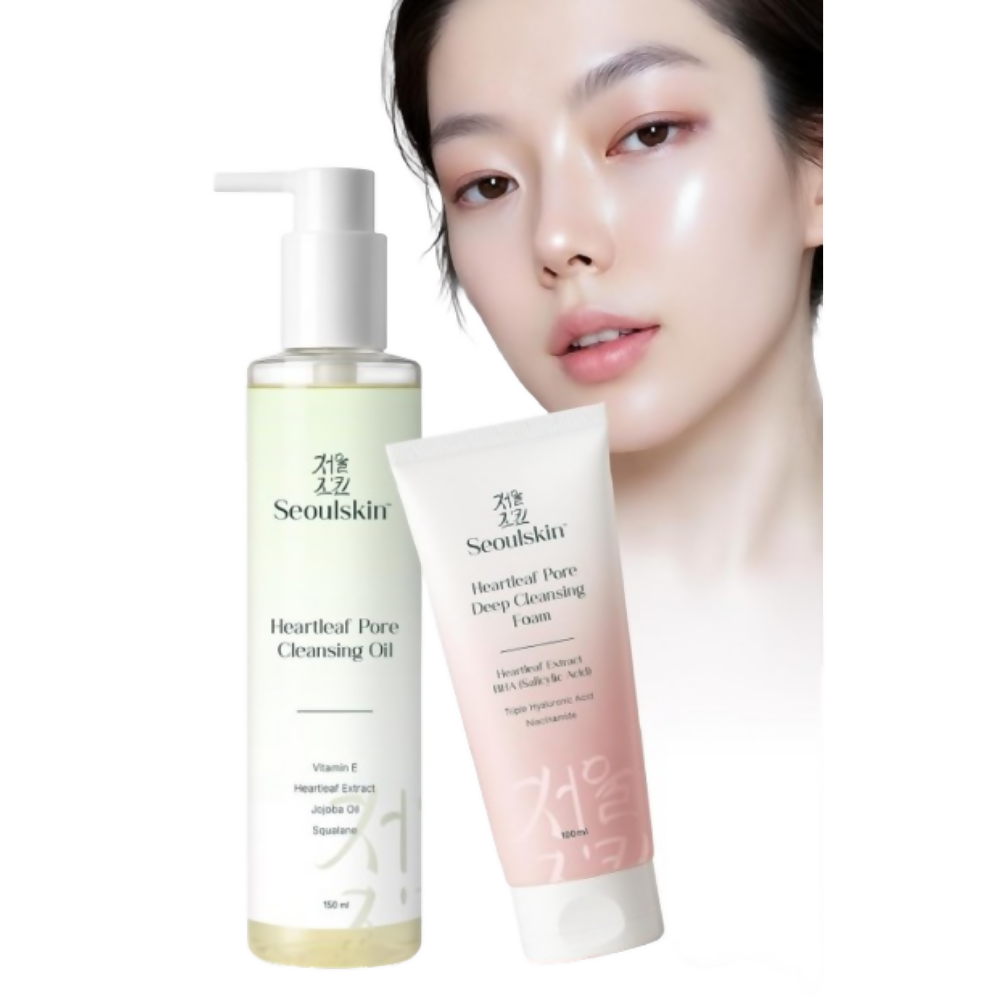 Seoulskin Heartleaf Double Cleansing Oil + Pore Deep Cleansing Foam - Distacart