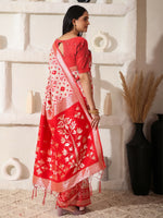 Thumbnail for Astita Linen Cotton Red & White Saree