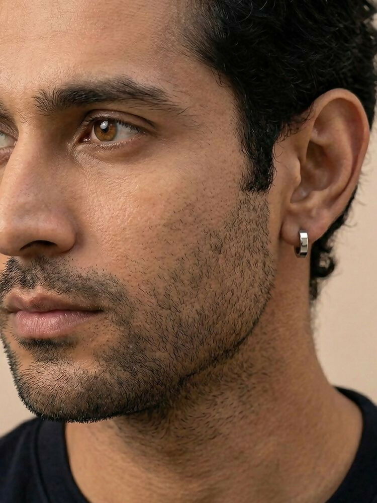 NVR Men's Silver Plated Hoop Earrings - Distacart