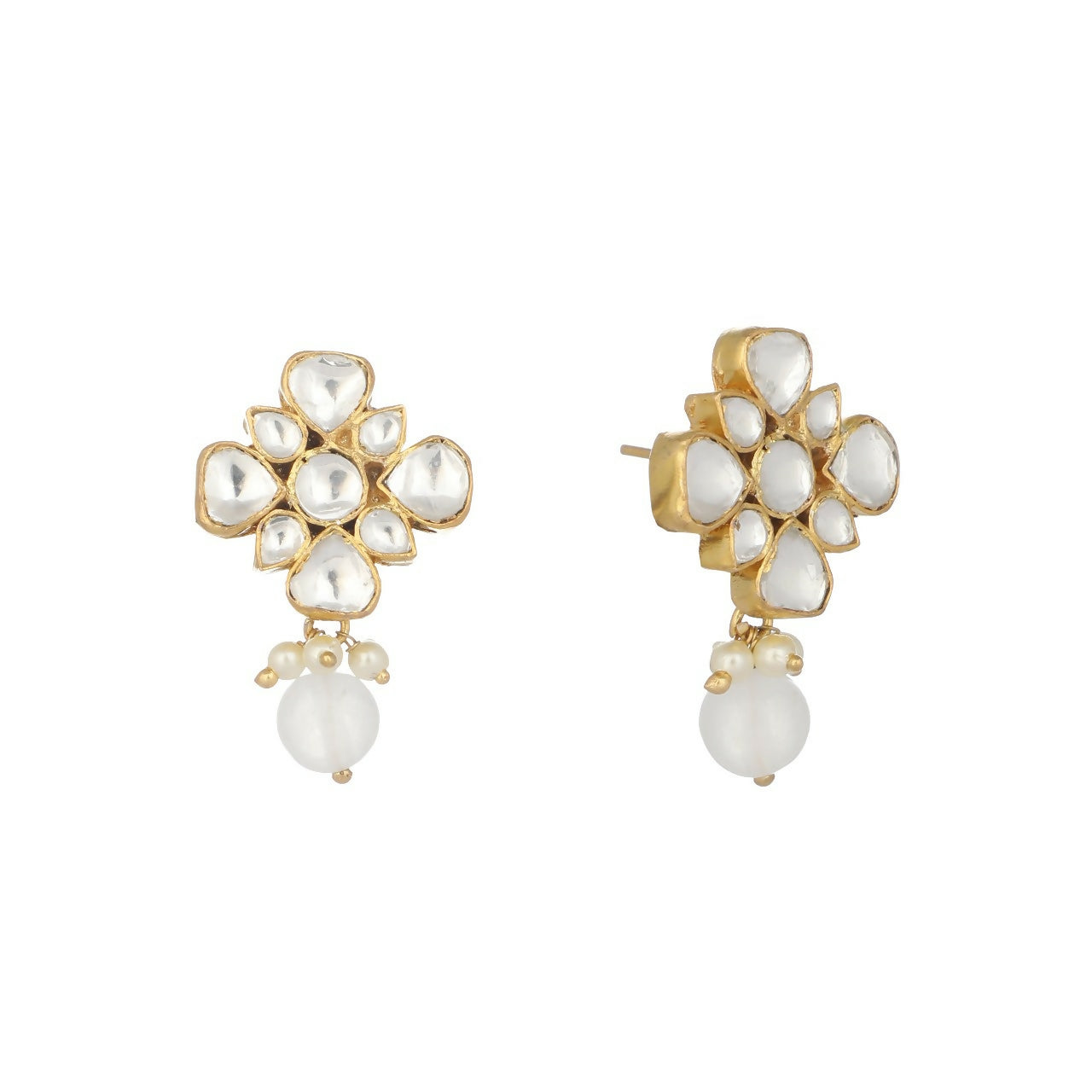 Nuyug 22K Gold Plated Kundan Paradise Stud Earrings