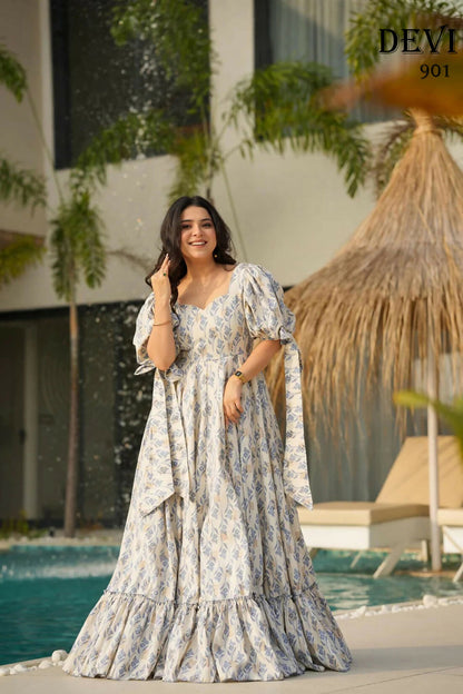 Aayaa Designer Printed Full Flared Gown - Multi Color - Distacart
