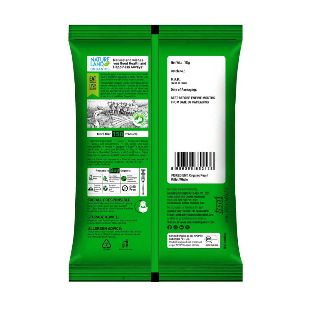 Nature Land Organics Bajra Whole - Distacart