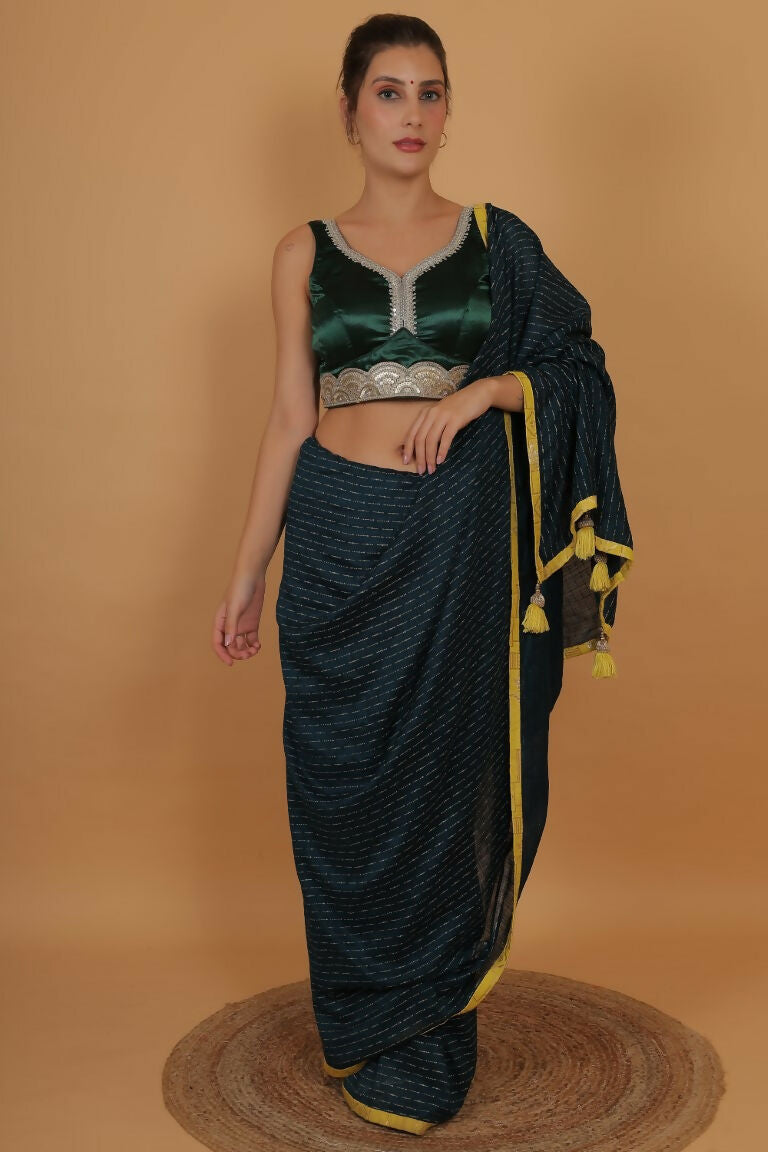 Joban Fashion Silk Zari And Sequence Work Padded Blouse - Green