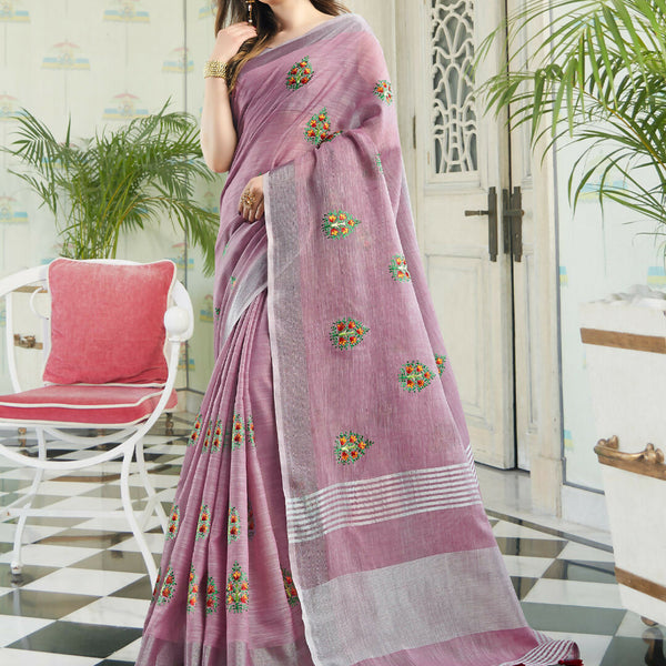 Astita Linen Light Purple Saree