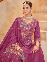 Thumbnail for Anaita Magenta Vichitra Silk Readymade Palazzo Suit with Embroidery & Lace Work - Distacart